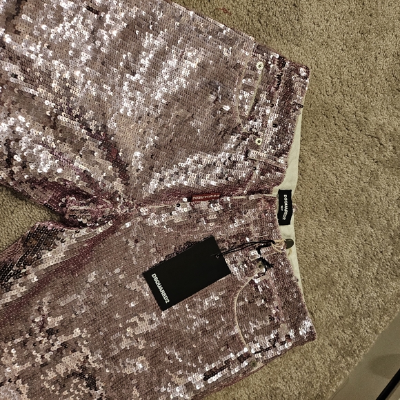 Sequin pink jeans kid 16 years size . Fit women size 6 or 8 . New - Picture 9 of 11